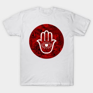 HAMSA HAND - Red bg T-Shirt